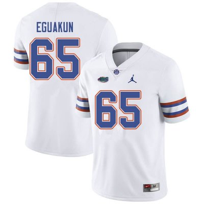 Men's Florida Gators #65 Kingsley Eguakun NCAA Jordan Brand White Authentic Stitched College Football Jersey WAU3762DH